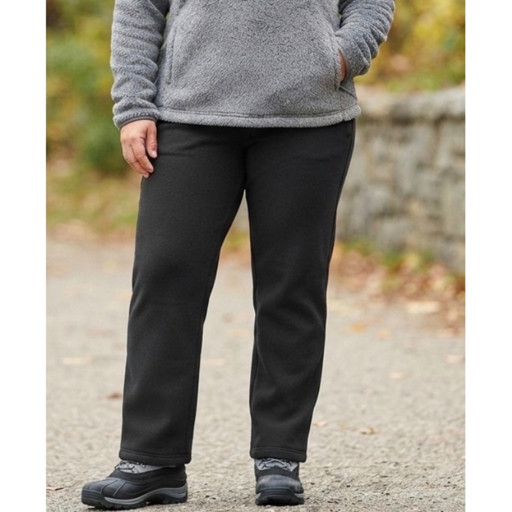 LL Bean PrimaLoft ThermaStretch Fleece Pants Black Large Petite 506192